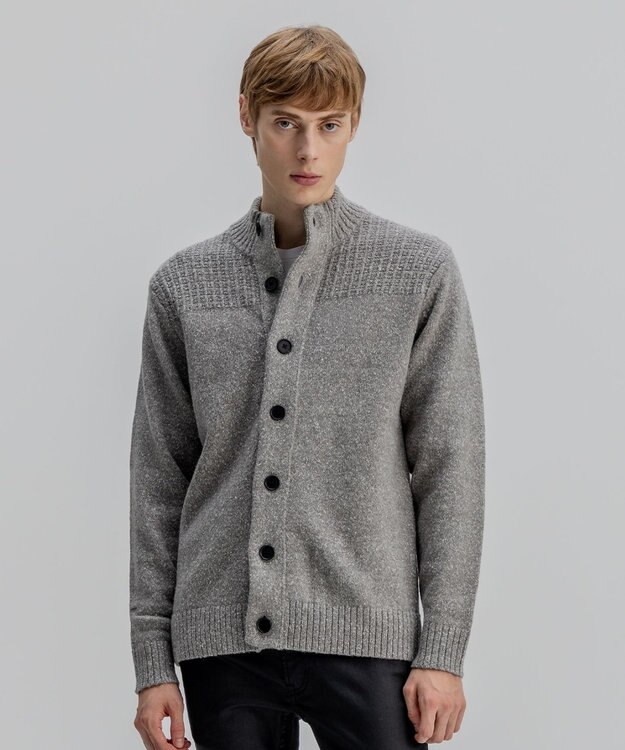 JOSEPH HOMME 【WEB・一部店舗限定  】 シャギーメランジ　ハイネックカーディガン ライトグレー系