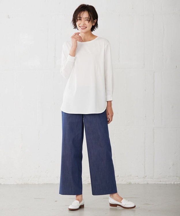 J.PRESS LADIES ベーシックジャージー ロングTシャツ カットソー ホワイト系