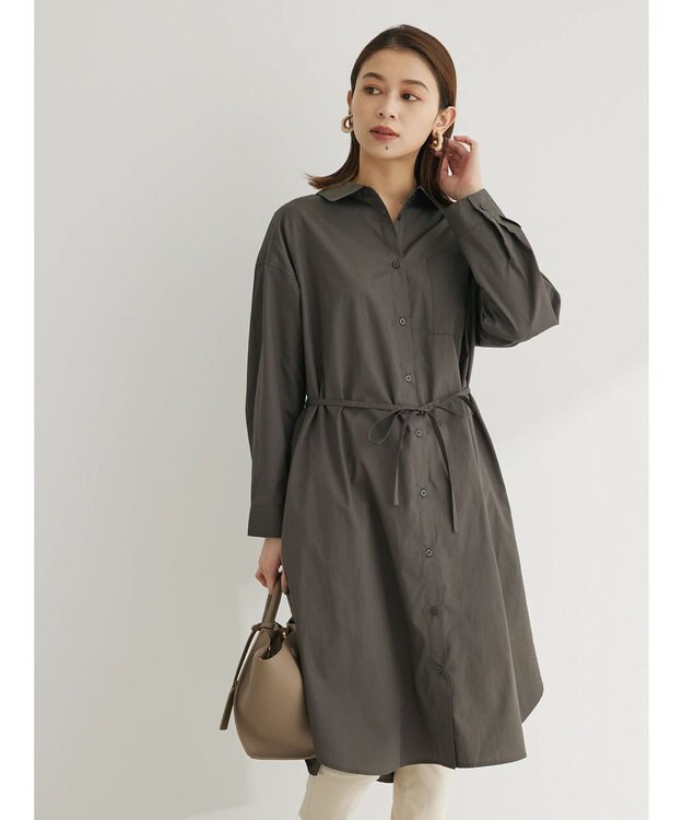 Green Parks ミドル丈シャツワンピースII Charcoal Gray