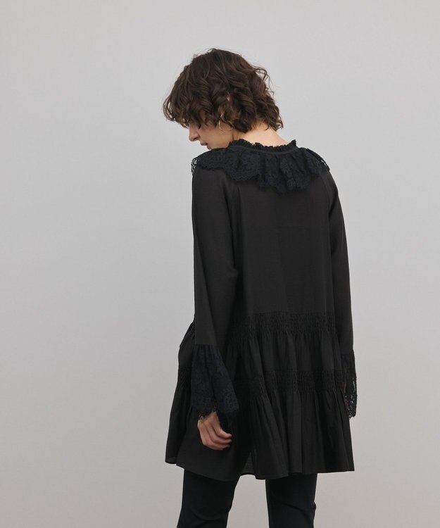 GRACE CONTINENTAL レースカラーチュニックブラウス ブラック