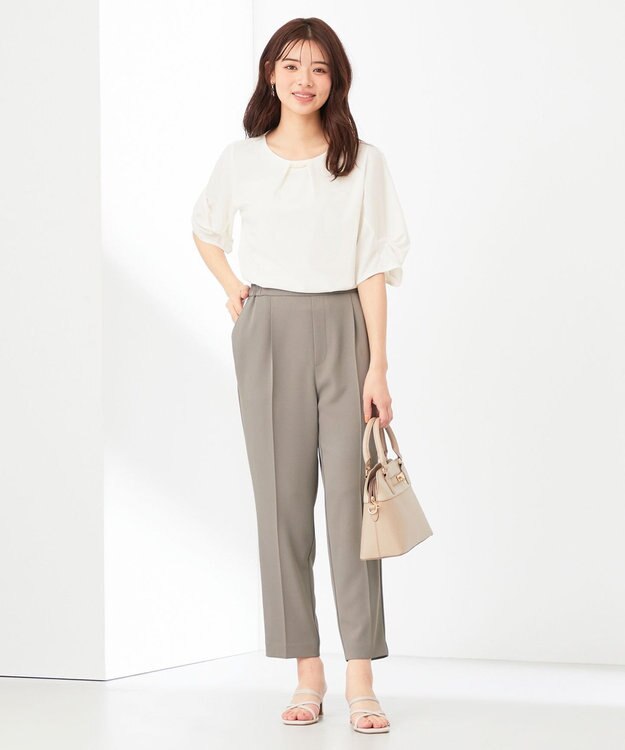 ANY SIS L 【接触冷感＆UVカット】サラキレイ テーパードパンツ ライトカーキ