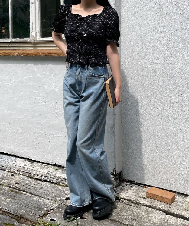 WEGO レースアップシャーリングブラウス ブラックその他