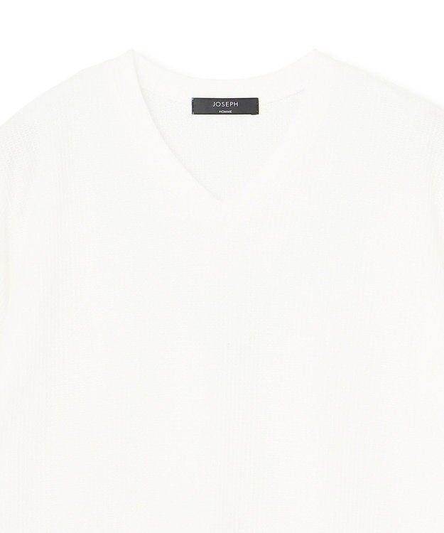 JOSEPH HOMME 新素材【清涼感】メランジクロスジャージー　Vネック半袖カットソー ホワイト系