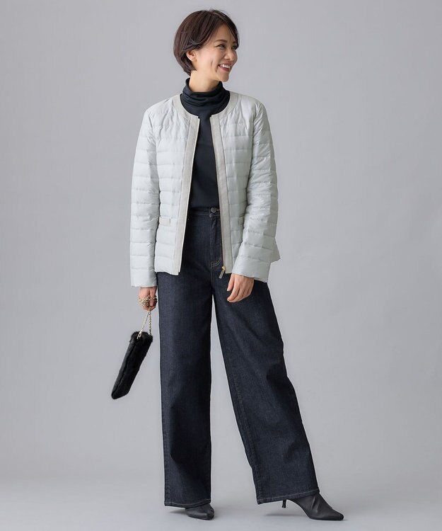 自由区 S 【洗える】ライトダウン ジャケット グレイッシュミント