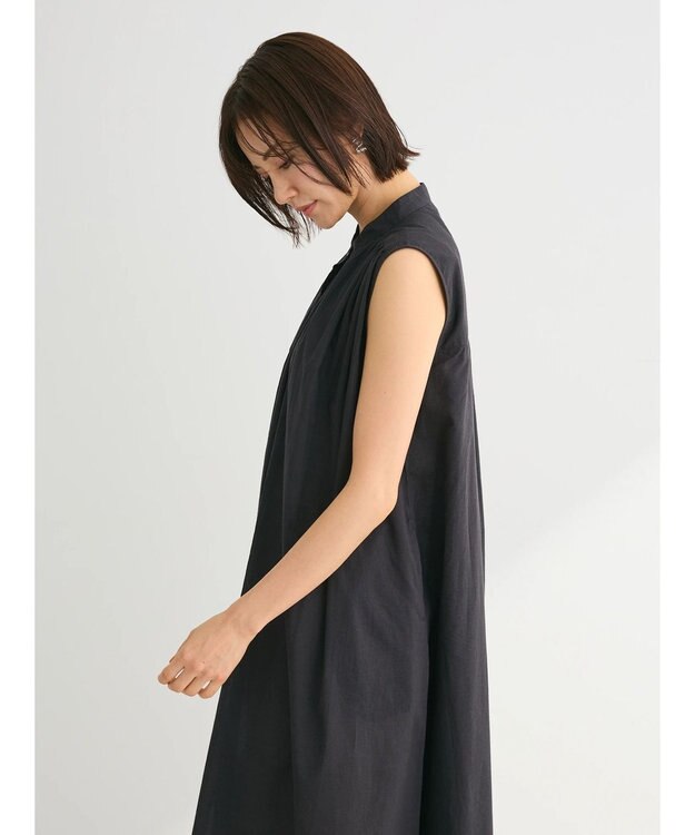 Green Parks インド綿 ノースリーブワンピース Black