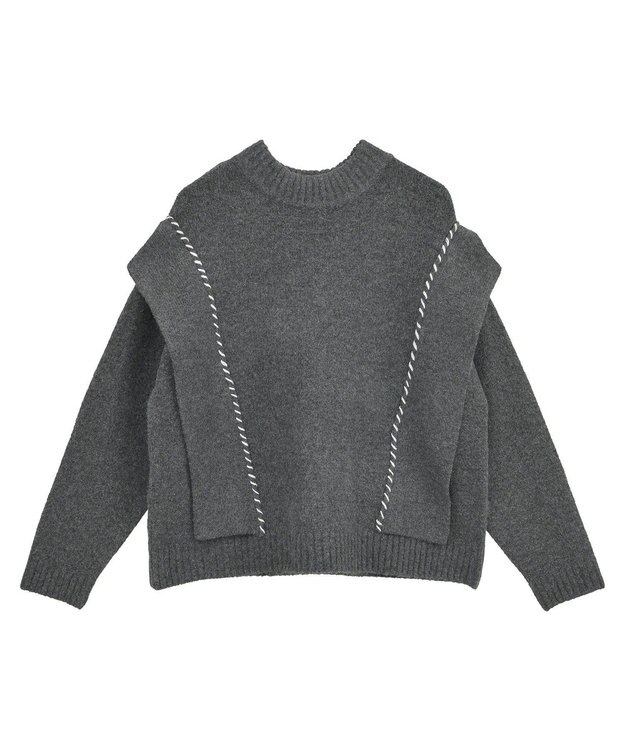 CRAFT STANDARD BOUTIQUE ハンドステッチデザインニットプルオーバー Charcoal Gray