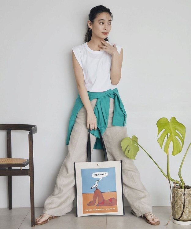 TOPKAPI 【Breath TOPKAPI】サヴィニャック × Breath TOPKAPI アート プリント フラット オーガニックキャンバス トート バッグ オレンジ