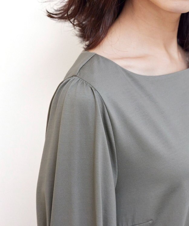 Tiaclasse L 【洗える】大人可愛いバックフレアカットチュニック グレージュ