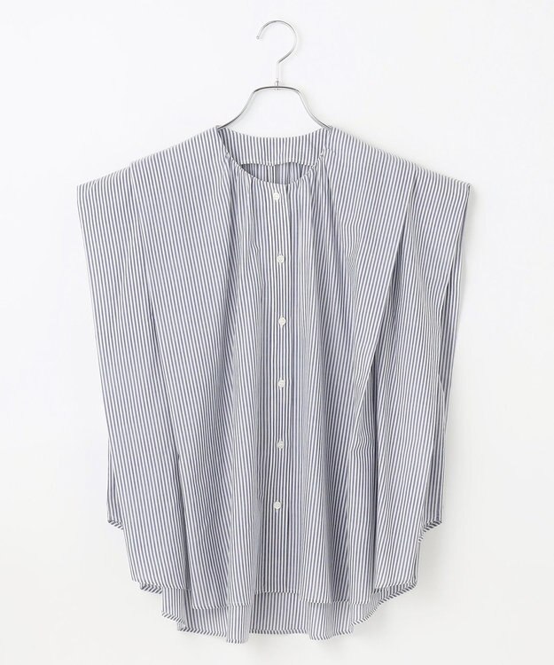 #Newans 【金子綾さんインスタライブご紹介アイテム】マルチストライプノースリーブシャツ ネイビーストライプ