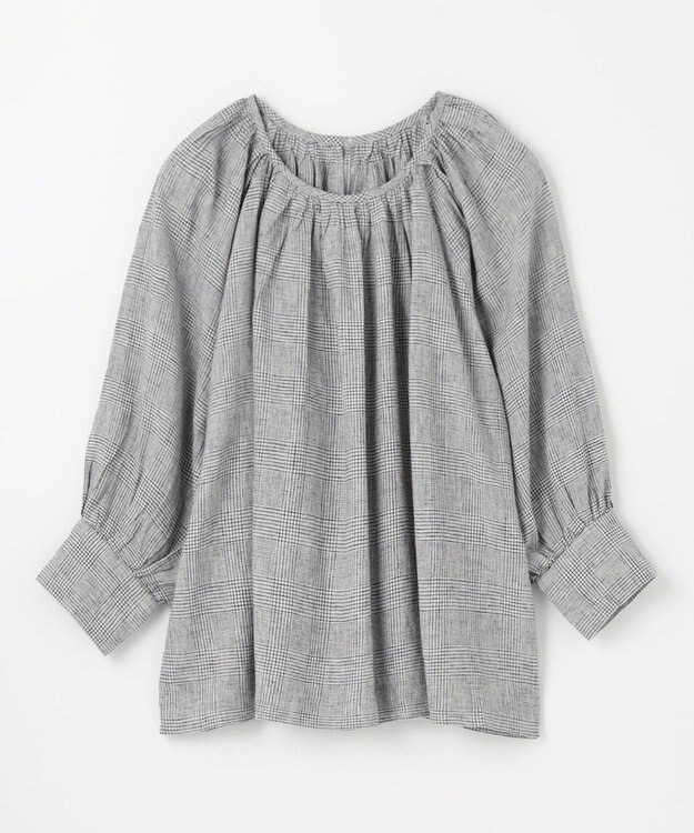 ANY 【手洗い可能】ヨーロピアンリネンギャザーブラウス チェック