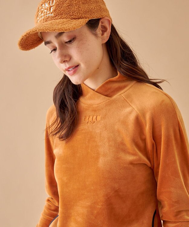 23区GOLF 今シーズンのイチオシ【WOMEN】ベロア ショールモックネック キャメル系