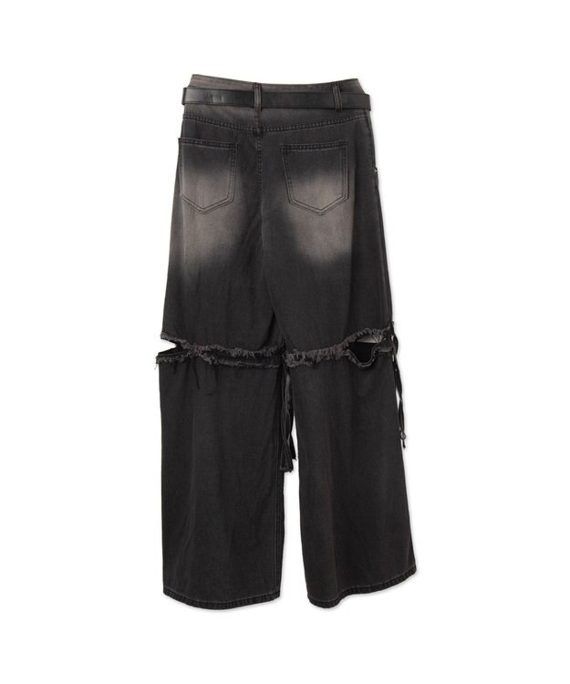 WEGO スリットダメージルーズデニム ブラック