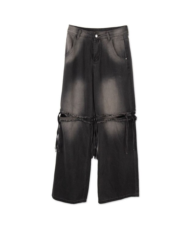 WEGO スリットダメージルーズデニム ブラック