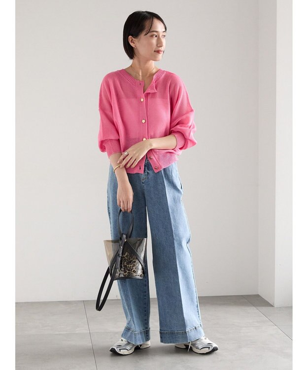 Te chichi 【WEB限定カラーあり】ペーパータッチヤーン2wayメッシュニット ピンク