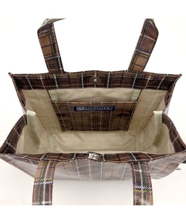 ROOTOTE 3606【ラミネート加工 正方形型】EU.スクエア.ラミネート-T 03：チェック・ブラウン