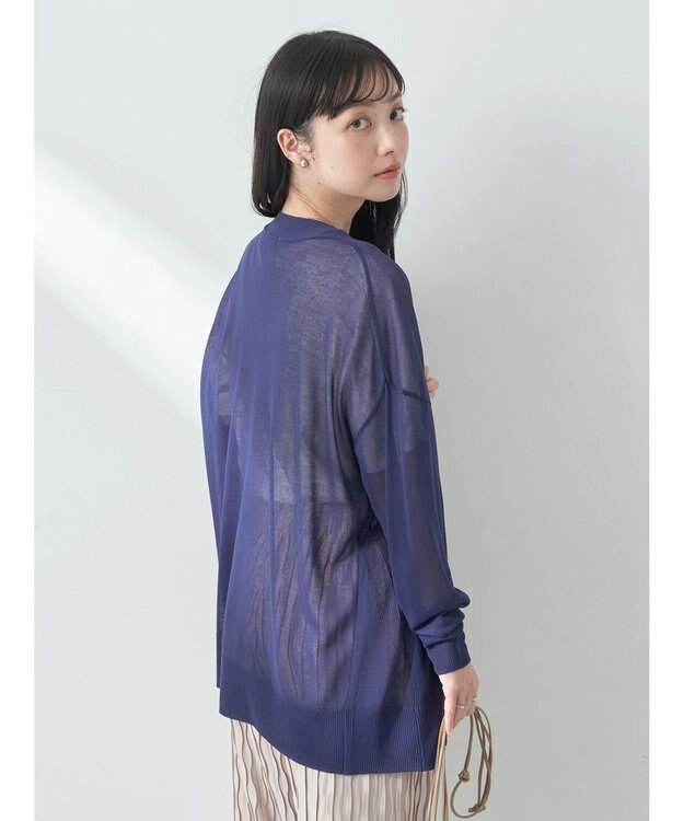 earth music&ecology シアーＢＩＧカーディガン Blue