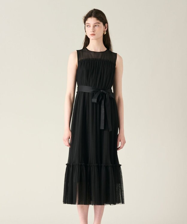 GRACE CONTINENTAL プリーツロングドレス ブラック