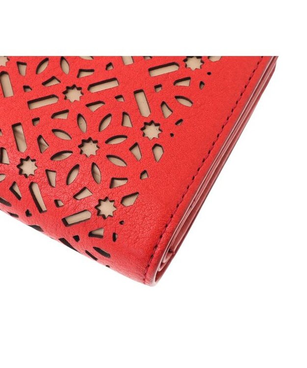 genten ダイヤカットワーク　二つ折り財布 アカ