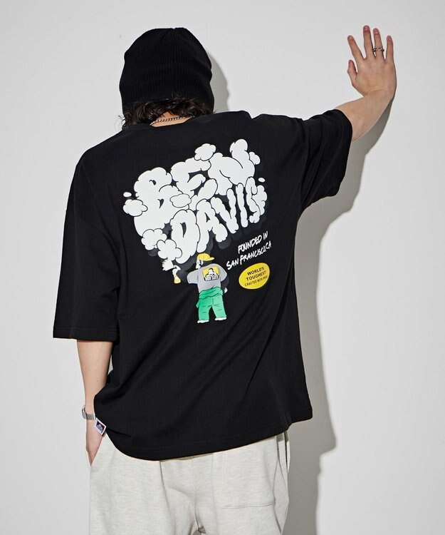 WEGO 【ユニセックス着用ITEM/綿100％/SMLサイズ】別注ベンデイビスプランプロゴT ブラック