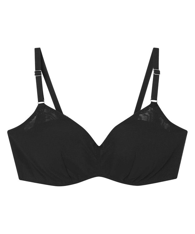 une nana cool 【リニューアル】364ブラ シンプル ノンワイヤーブラ ブラック