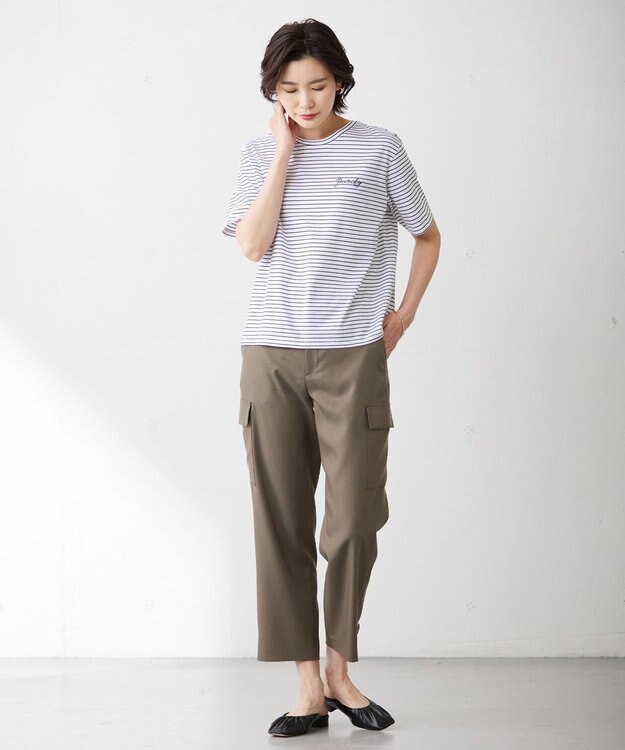 J.PRESS LADIES L エンブロイダリー ロゴ Tシャツ ブラック系1