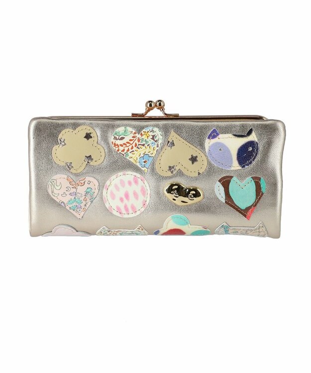 tsumori chisato CARRY tcパッチワーク がま口 長財布 ゴールド