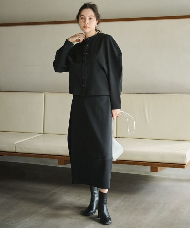 #Newans ラウンドステッチスカート ブラック