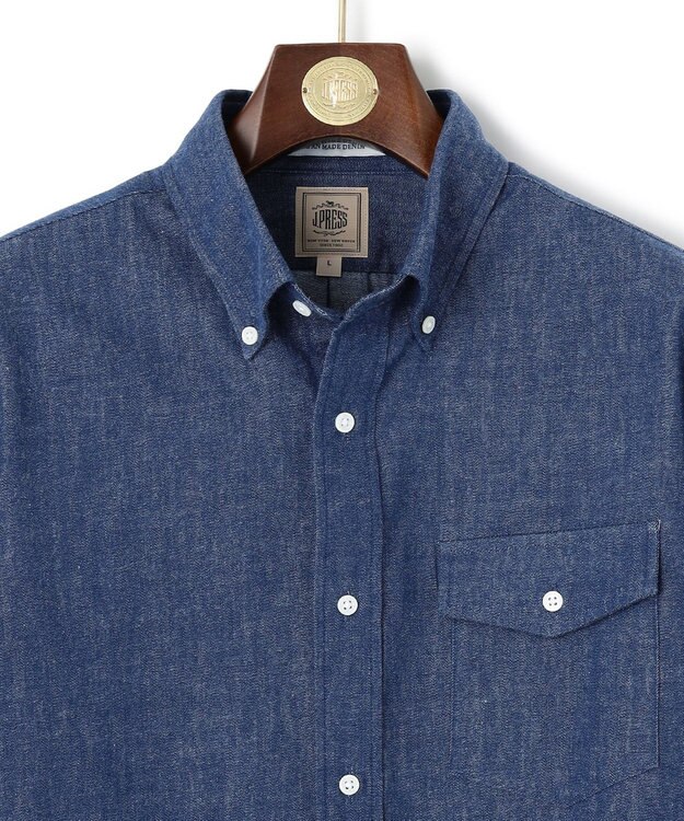 J.PRESS MEN パッチフラップ デニムシャツ /B.D. ネイビー系