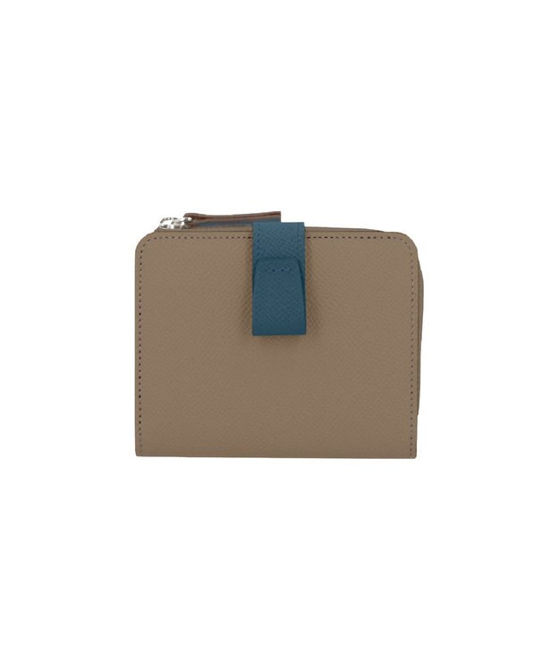 Atelier nuu 日本製 noble L字ファスナー二つ折りウォレット トープ×ブルー