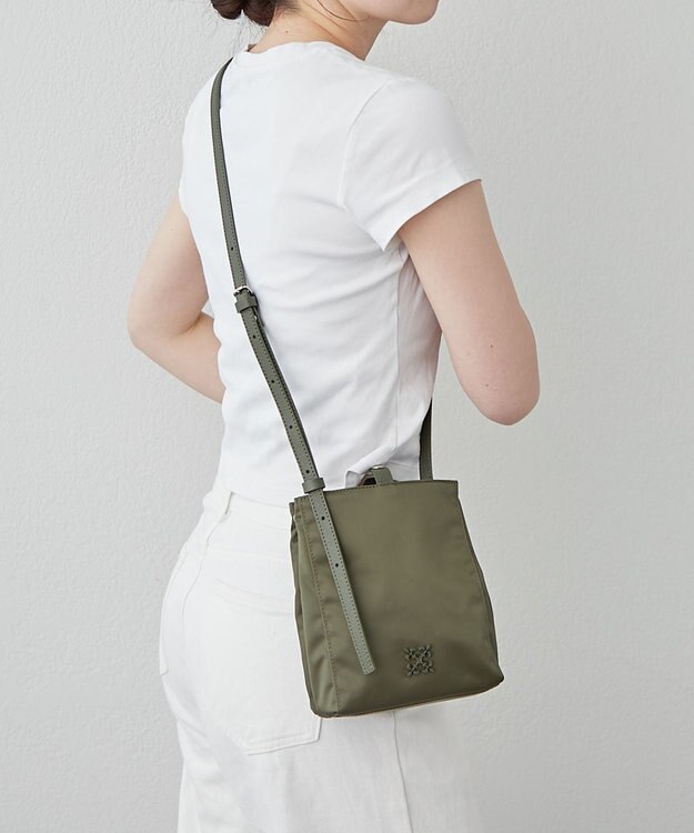 russet ＜長財布がちょうど入る＞ナイロンミニショルダーバッグ(Z-215) Khaki