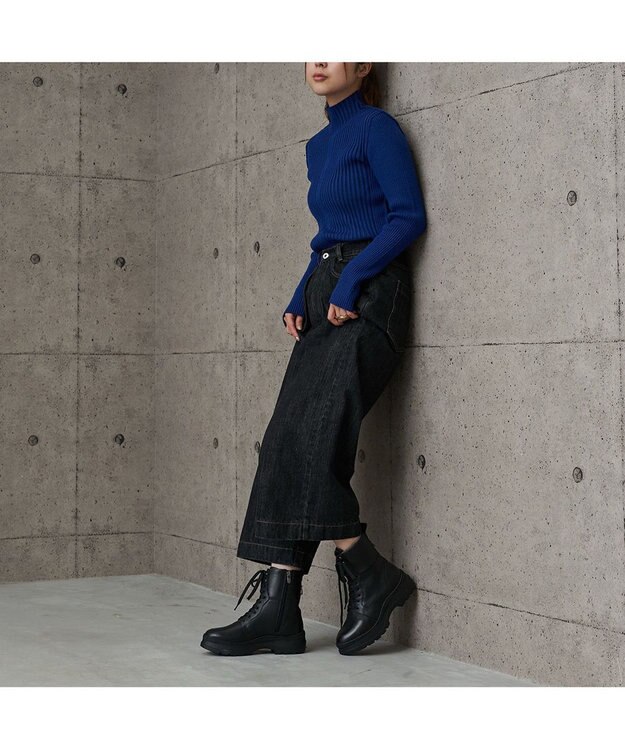 MODE ET JACOMO <carino>厚底レースアップブーツ ブラック