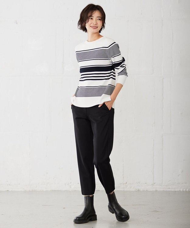 J.PRESS LADIES 【洗える】 バーズアイジャージー パンツ ブラック系