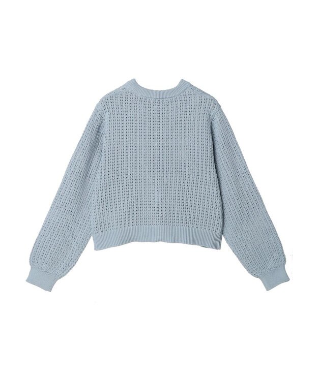 earth music&ecology 透かし柄ポケットカーディガン Sax