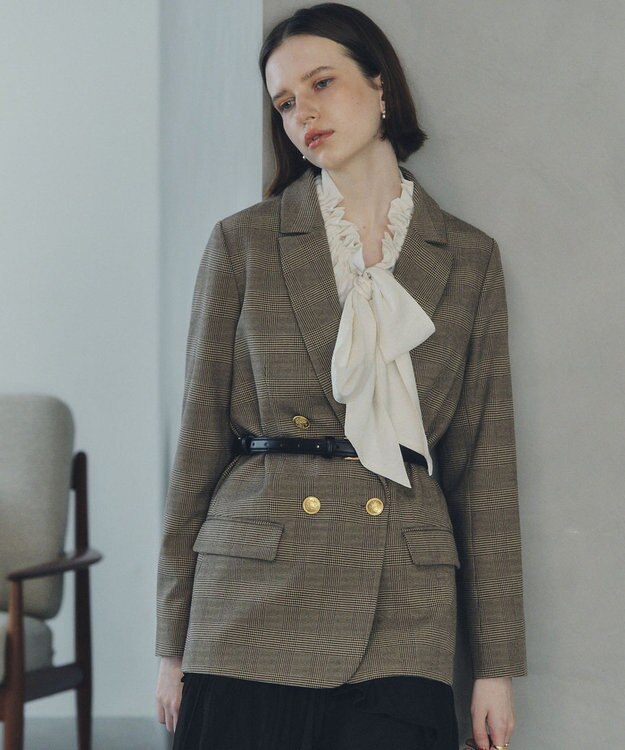 YECCA VECCA フリルギャザーボウタイブラウス Off White