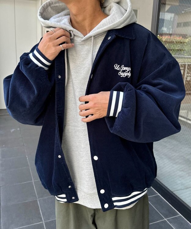 WEGO ヴィンテージコーデュロイスタジャン ネイビー