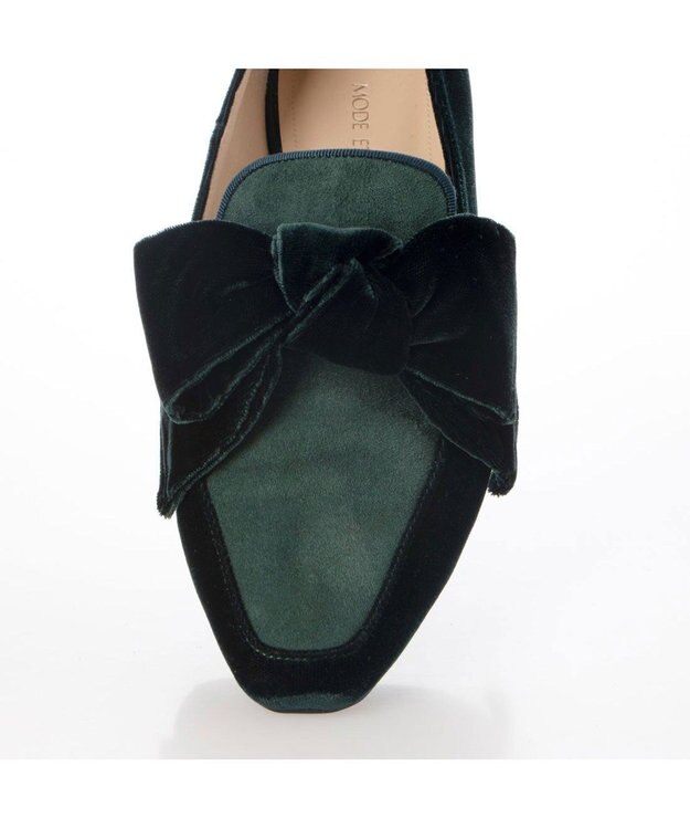 MODE ET JACOMO <MODE ET JACOMO>ベルベットリボンローファー グリーンキジ