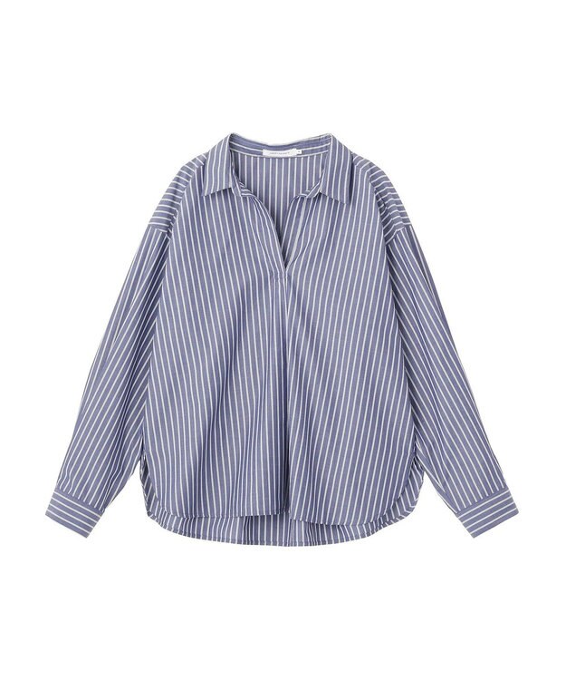 AMERICAN HOLIC 【イージーケア】バックギャザースキッパーシャツ Stripe Navy