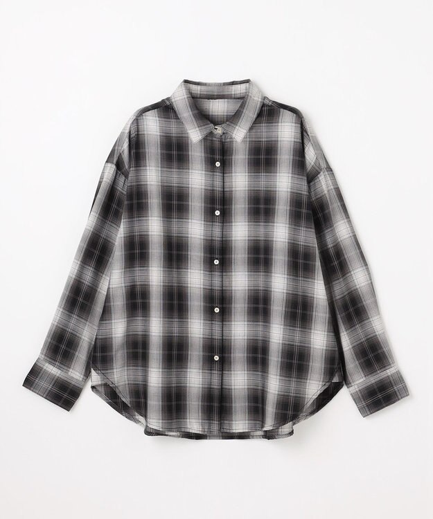 ANY L オンブレーチェックオーバーシャツ モノトーン系