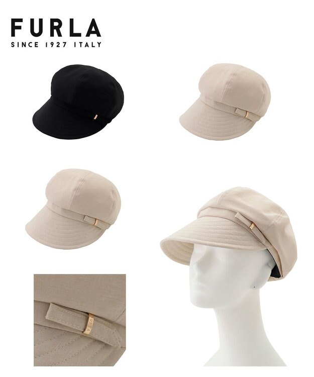 MOONBAT 【日本製/サイズ調整】フルラ (FURLA) ロゴリボンキャスケット ベージュ