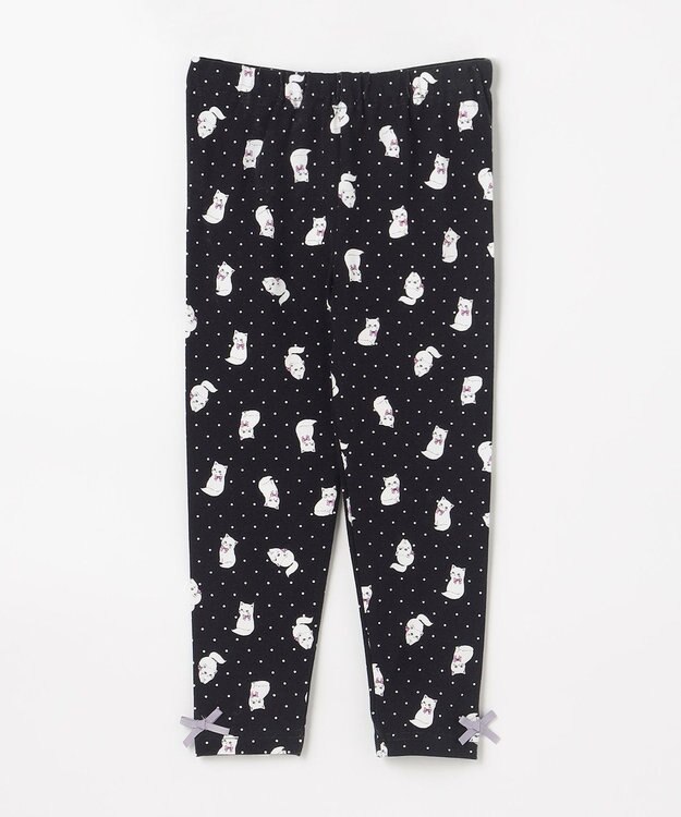 ANY KIDS 総柄プリント レギンス ネイビー×ねこ