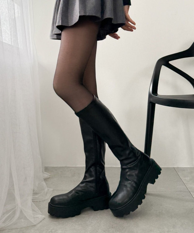 WEGO 【暖かい】フェイクタイツ裏起毛 ブラック