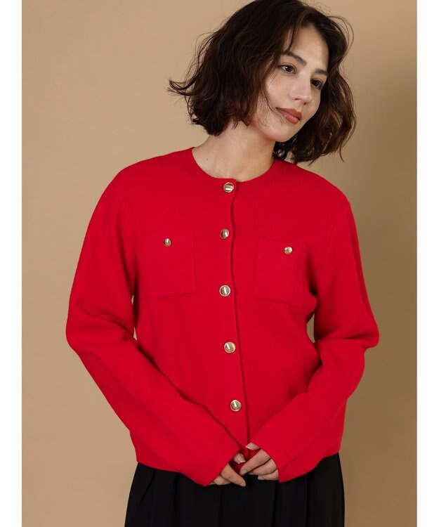Te chichi 【R by Te chichi】ポケット付きミラノリブカーディガン《2025winter catalog item》 レッド