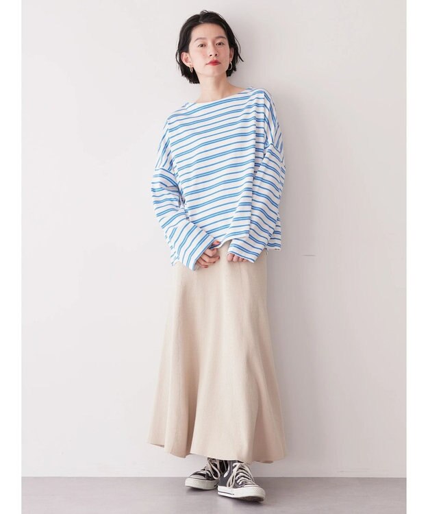 AMERICAN HOLIC ボートネックボーダープルオーバー Blue