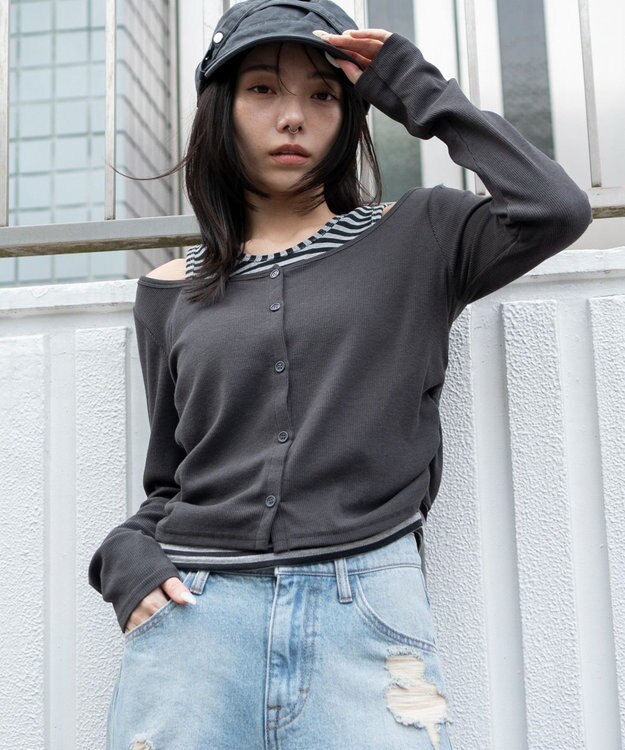 WEGO カーデドッキングレイヤードロンT スミクロ