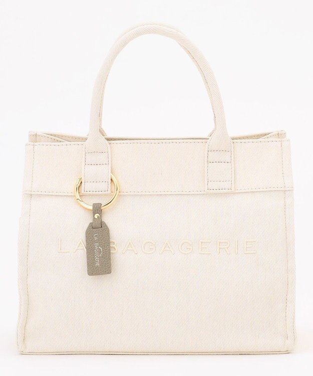 LA BAGAGERIE チャーム付きデニムバッグ Sサイズ アイボリー