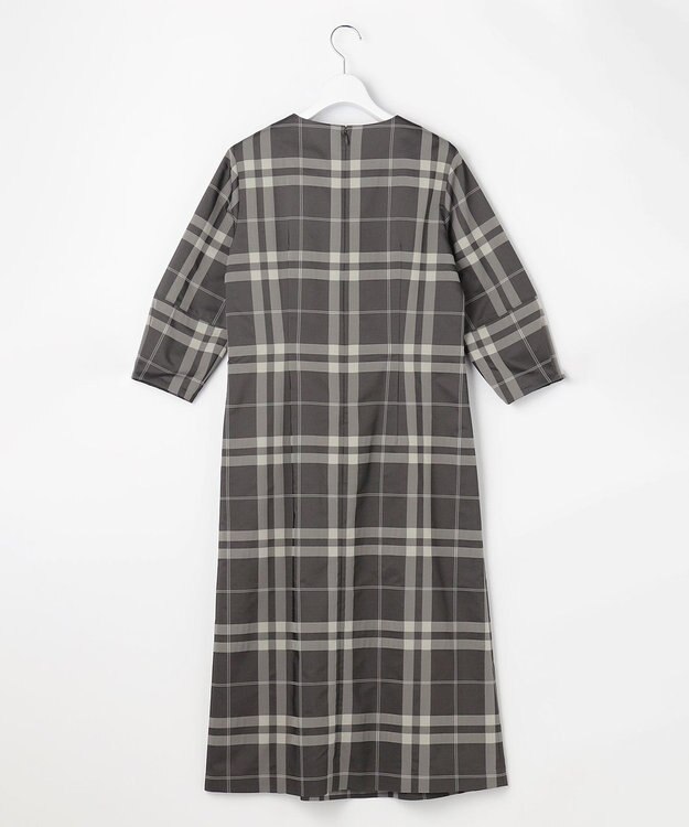 J.PRESS LADIES L ブロックチェックジャガード ワンピース ブラック×ベージュ系