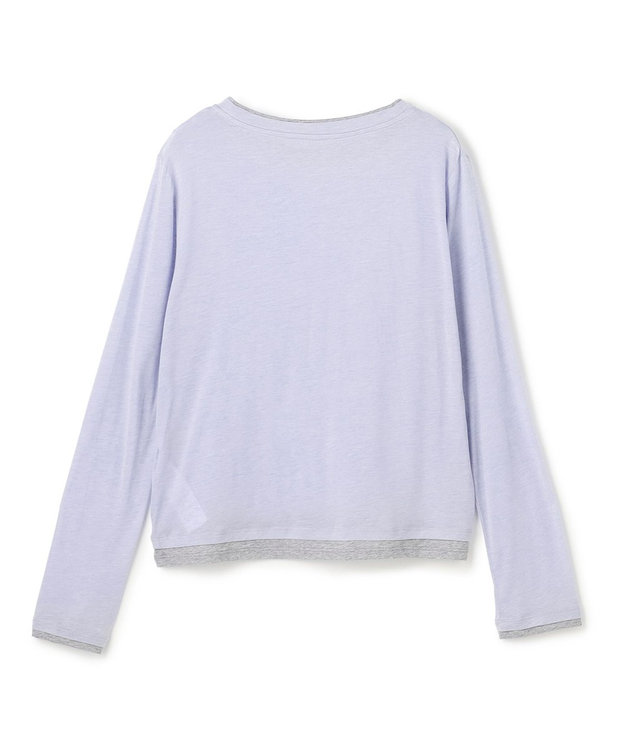 UNFILO L ソフトウール フェイクレイヤード ロンT ブルー