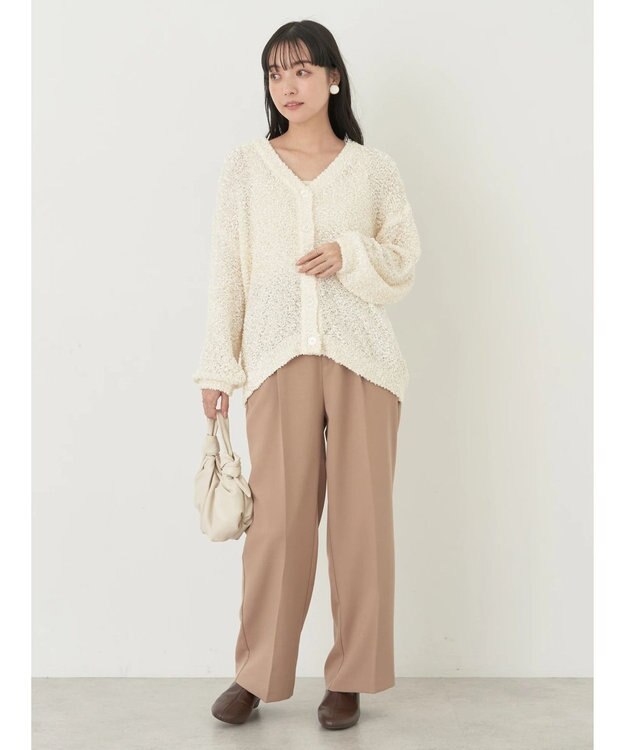 earth music&ecology ぽこぽこヤーンカーディガン Ivory