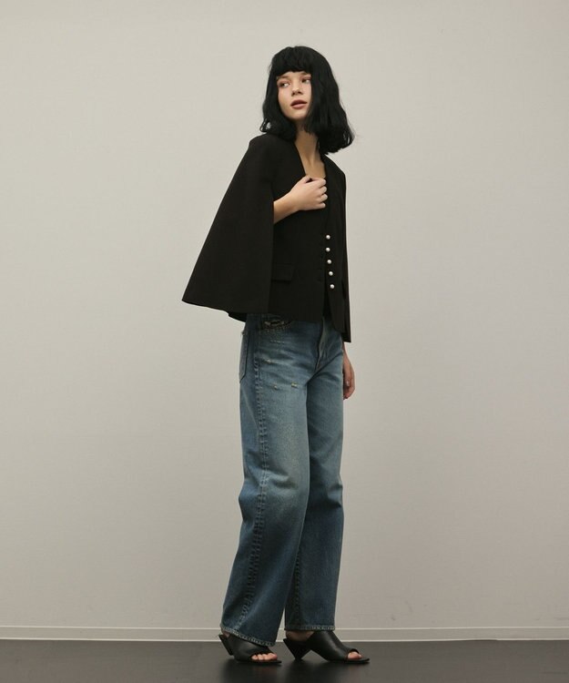 GRACE CONTINENTAL トリアセケープスリーブジャケット ブラック