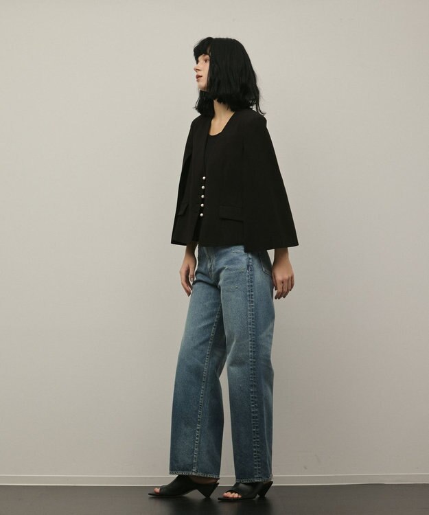 GRACE CONTINENTAL トリアセケープスリーブジャケット ブラック